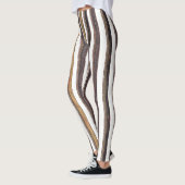 Verticale strepen Bruine en Witte Aardse Tonen Leggings (Links)