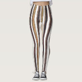Verticale strepen Bruine en Witte Aardse Tonen Leggings (Voorkant)
