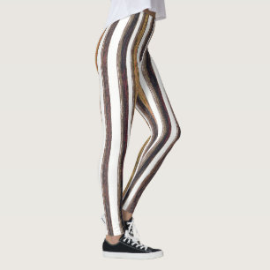 Verticale strepen Bruine en Witte Aardse Tonen Leggings