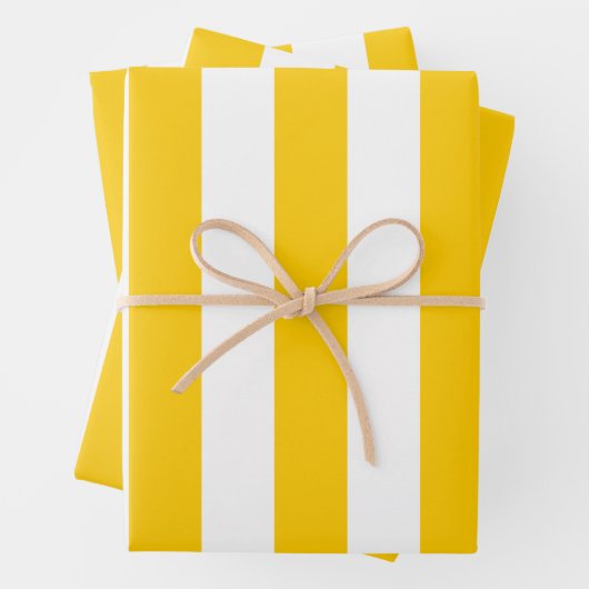 Verticale strepen geel en wit gestreept inpakpapier vel (In situ)