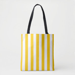 Verticale strepen geel en wit gestreept tote bag