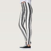 Verticale strepen Grijs en Wit Monochroom Leggings (Links)