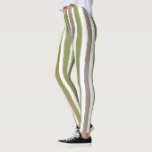 Verticale Strepen Groen en Taupe Toned Leggings (Links)