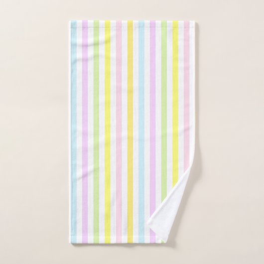 Verticale strepen in lichte pastelkleuren bad handdoek (Handdoek)