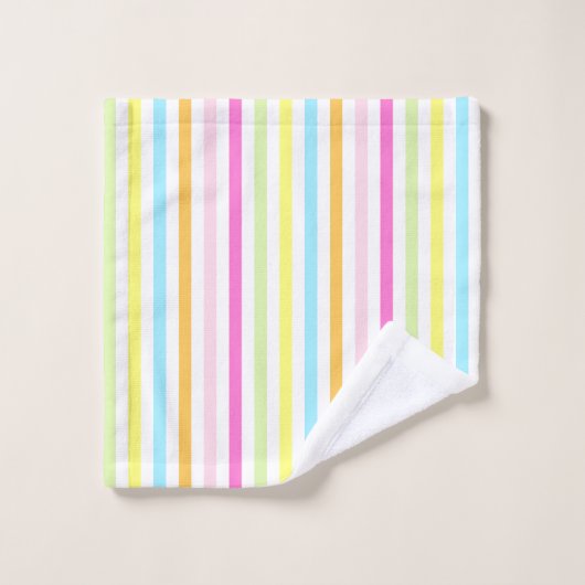 Verticale strepen in veelkleurige pastelkleuren bad handdoek (Wasdoekje)