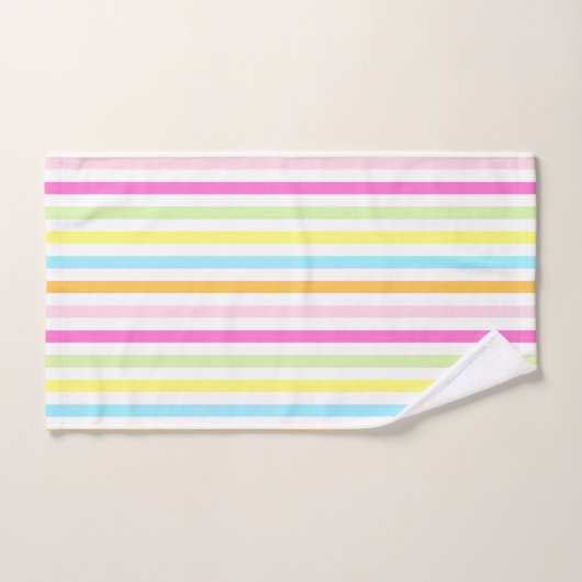 Verticale strepen in veelkleurige pastelkleuren bad handdoek (Handdoek)