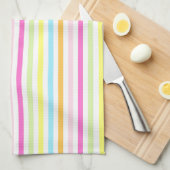 Verticale strepen in veelkleurige pastelkleuren theedoek (Quarter Fold)