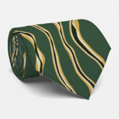 Verticale strepen met groene en gouden abstracte g stropdas (Opgerold)