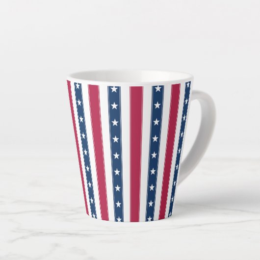 Verticale strepen met sterren Patriottisch Latte Mok (Rechterhoek)