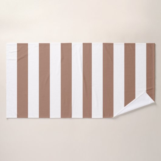  Verticale Strepen Mocha Mousse Wit Badhanddoek (Badhanddoek)
