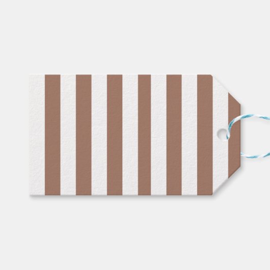 Verticale Strepen Mocha Mousse Wit Cadeaulabel (Voorkant (Horizontaal))