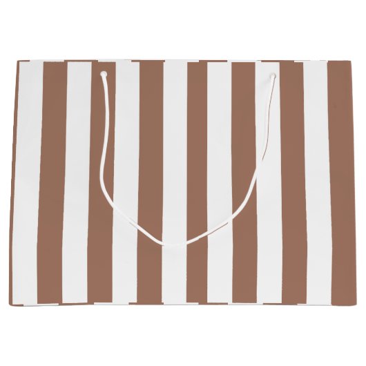  Verticale Strepen Mocha Mousse Wit Groot Cadeauzakje (Voorkant)