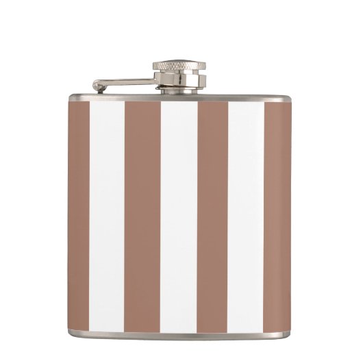 Verticale Strepen Mocha Mousse Wit Heupfles (Voorkant)