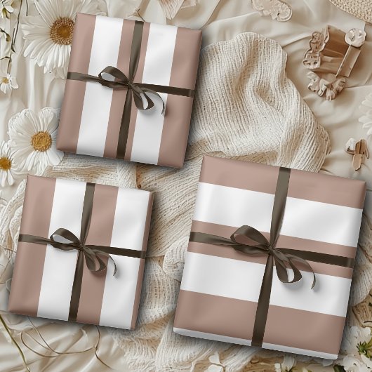  Verticale Strepen Mocha Mousse Wit Inpakpapier Vel