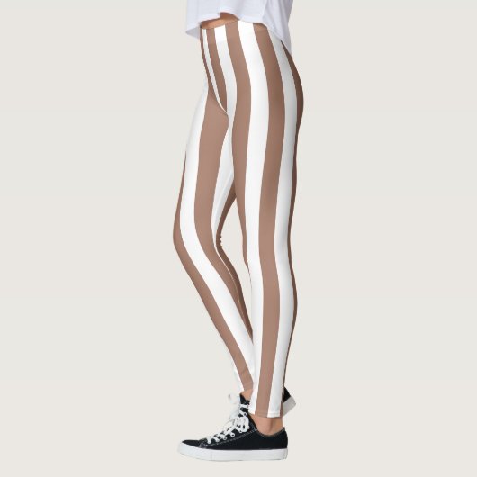 Verticale Strepen Mocha Mousse Wit Leggings (Links)