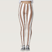  Verticale Strepen Mocha Mousse Wit Leggings (Voorkant)