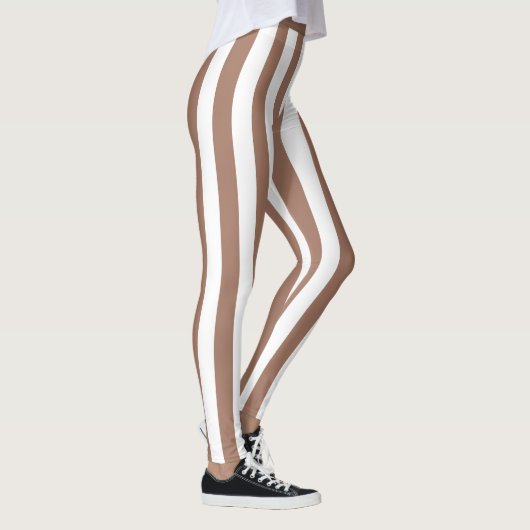  Verticale Strepen Mocha Mousse Wit Leggings (Rechts)