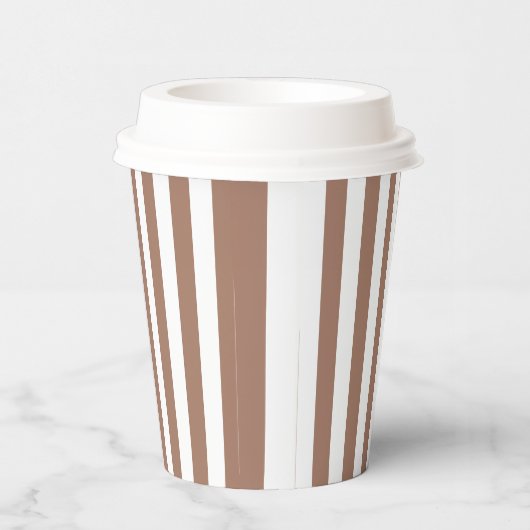  Verticale Strepen Mocha Mousse Wit Papieren Bekers (Rechts)