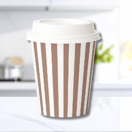  Verticale Strepen Mocha Mousse Wit Papieren Bekers