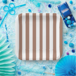  Verticale Strepen Mocha Mousse Wit Papieren Bordje