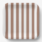 Verticale Strepen Mocha Mousse Wit Papieren Bordje (Voorkant)
