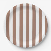  Verticale Strepen Mocha Mousse Wit Papieren Bordje (Voorkant)
