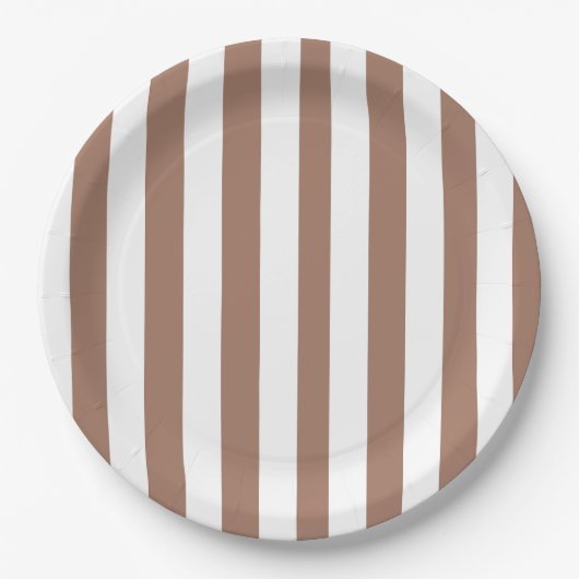  Verticale Strepen Mocha Mousse Wit Papieren Bordje (Voorkant)