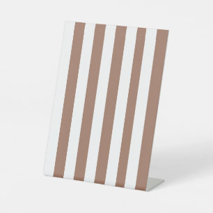 Verticale Strepen Mocha Mousse Wit Reclamebord Met Voetstuk