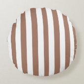  Verticale Strepen Mocha Mousse Wit Rond Kussen (Voorkant)