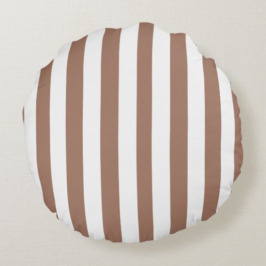  Verticale Strepen Mocha Mousse Wit Rond Kussen (Achterkant)