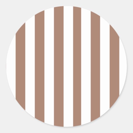 Verticale Strepen Mocha Mousse Wit Ronde Sticker (Voorkant)