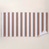 Verticale Strepen Mocha Mousse Wit Strandlaken (Voorkant)
