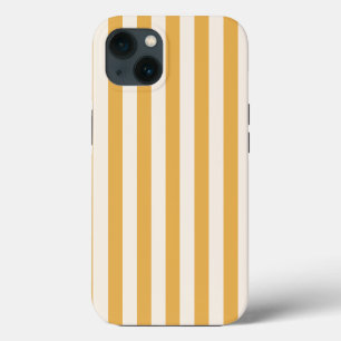Verticale strepen mosterdgeel en wit gestreept iPhone 13 hoesje