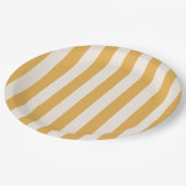 Verticale strepen Mosterdgeel en wit gestreept Papieren Bordje (Gekanteld)