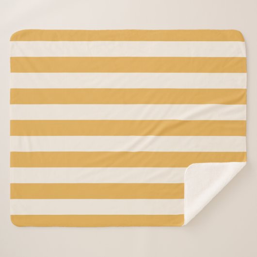 Verticale strepen Mosterdgeel en wit gestreept Sherpa Deken (Voorkant (horizontaal))