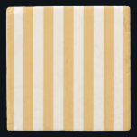 Verticale strepen Mosterdgeel en wit gestreept Stenen Onderzetter<br><div class="desc">Vertical Stripes - mosterdgeel en crème wit gestreept patroon.</div>