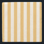 Verticale strepen Mosterdgeel en wit gestreept Stenen Onderzetter<br><div class="desc">Vertical Stripes - mosterdgeel en crème wit gestreept patroon.</div>