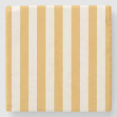 Verticale strepen Mosterdgeel en wit gestreept Stenen Onderzetter (Voorkant)