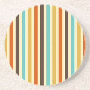 Verticale strepen Retro kleuren Blauw Geel Rood Zandsteen Onderzetter