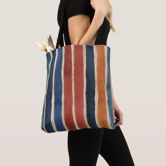 Verticale strepen Schakeringen van baksteen roest  Tote Bag (Dichtbij)