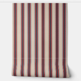 Verticale strepen Tan Rood Blauw Behang