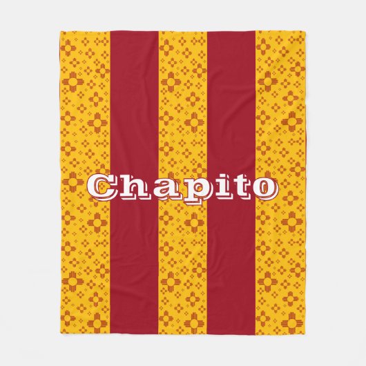 Verticale Strepen Zia Zon Rood Geel New Mexico Fleece Deken (Voorkant)