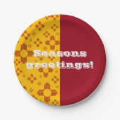 Verticale Strepen Zia Zon Rood Geel New Mexico Papieren Bordje (Voorkant)