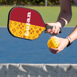 Verticale Strepen Zia Zon Rood Geel New Mexico Pickleball Paddle