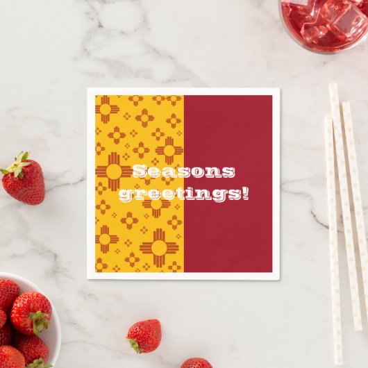 Verticale Strepen Zia Zon Rood Geel New Mexico Servet (Insitu)