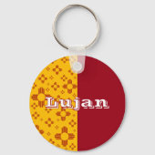 Verticale Strepen Zia Zon Rood Geel New Mexico Sleutelhanger (Achterkant)