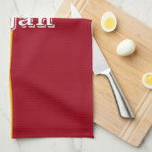 Verticale Strepen Zia Zon Rood Geel New Mexico Theedoek (Quarter Fold)