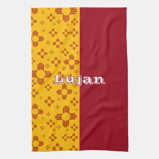 Verticale Strepen Zia Zon Rood Geel New Mexico Theedoek (Verticaal)