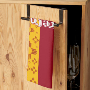 Verticale Strepen Zia Zon Rood Geel New Mexico Theedoek