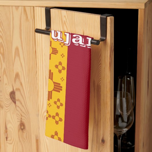 Verticale Strepen Zia Zon Rood Geel New Mexico Theedoek (Derde Gevouwen)